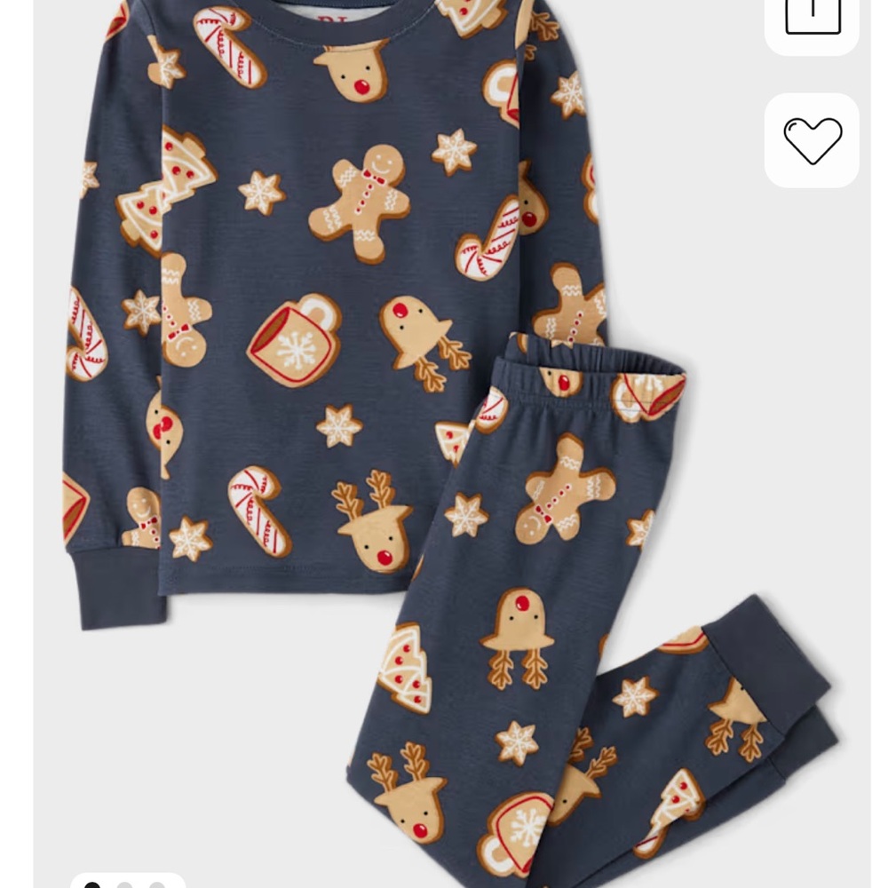 The Children's Place Navy Reindeer and Gingerbread Pajama Set